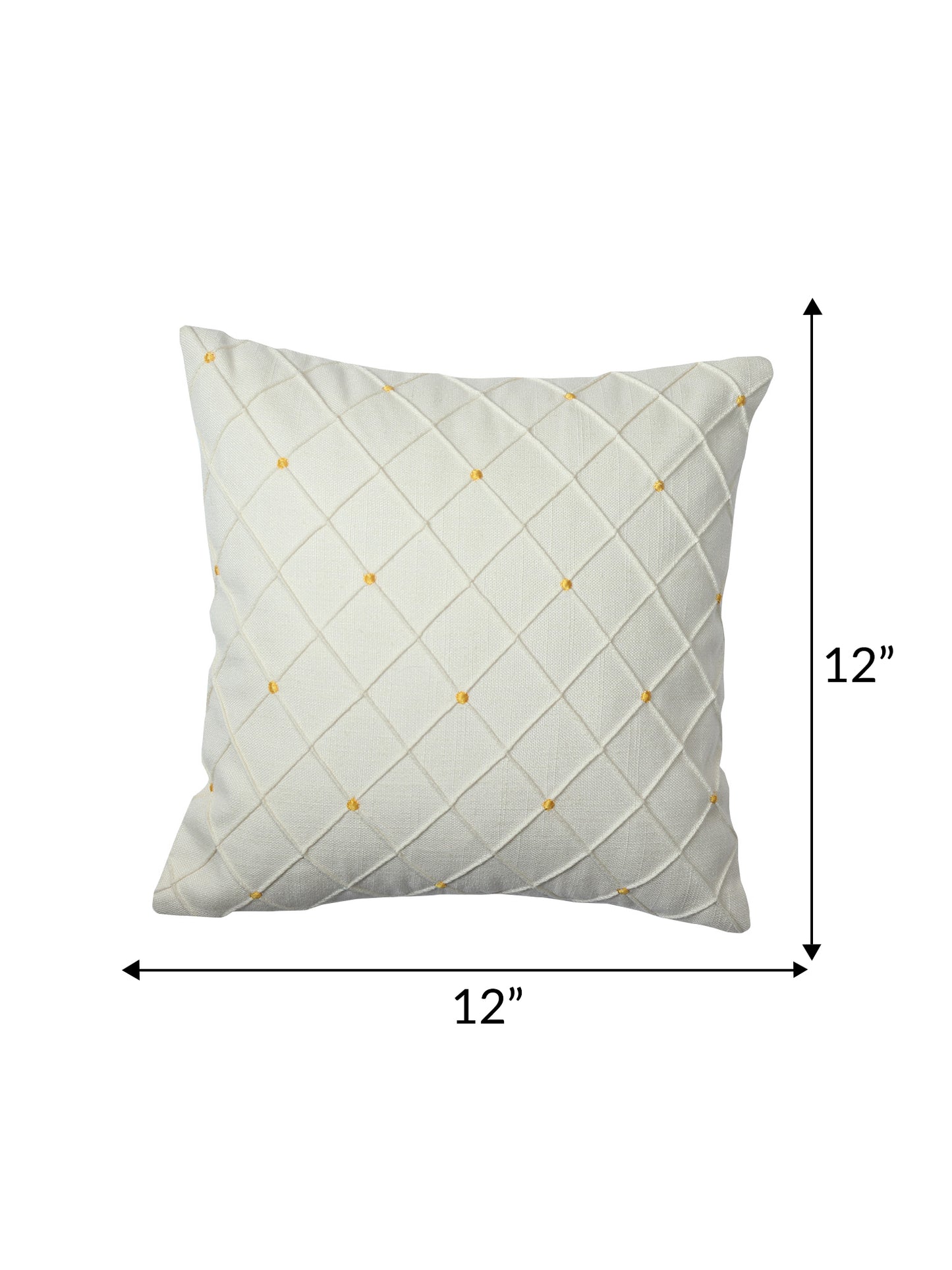 Cushion Cover for Sofa, Bed | PolyCanvas  | Self Textured with Pintuck | Off White Yellow - 12x12in(30x30cm) (Pack of 1)