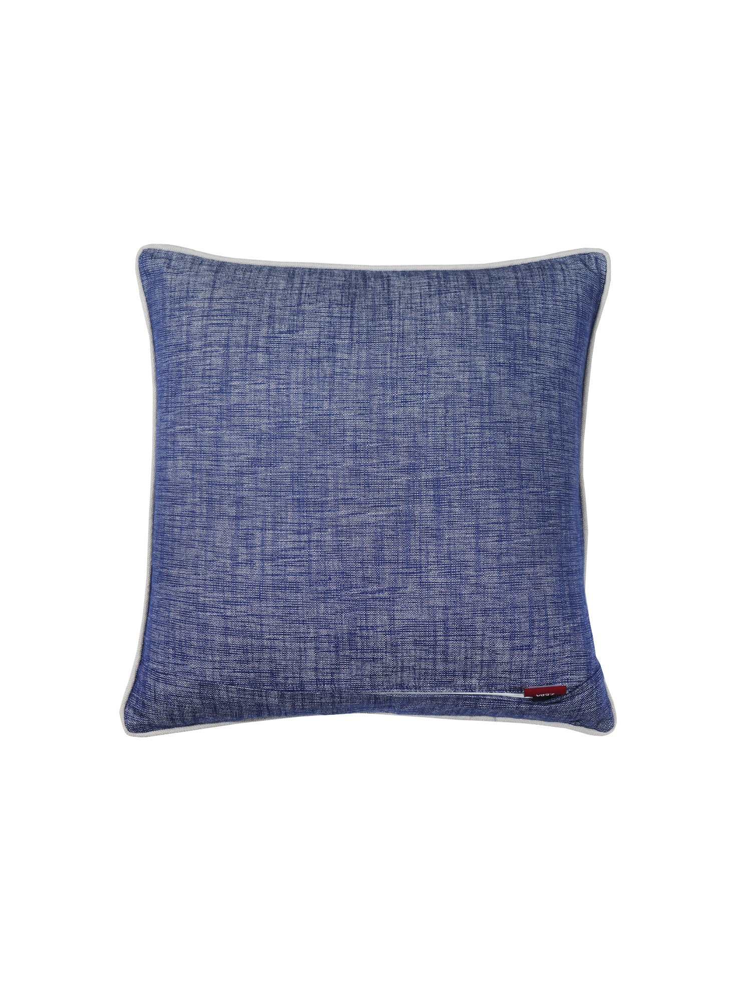 Cushion Cover for Sofa, Bed Cotton Blend with Cord Piping | Blue - 16x16in(40x40cm) (Pack of 1)