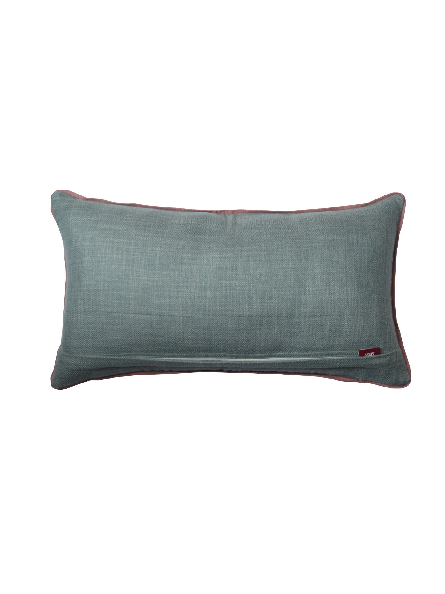 Cushion Cover for Sofa, Bed Cotton Blend |Self Textured with Cord Piping | Aqua Blue - 12x22in (30x56cm) (Pack of 1)