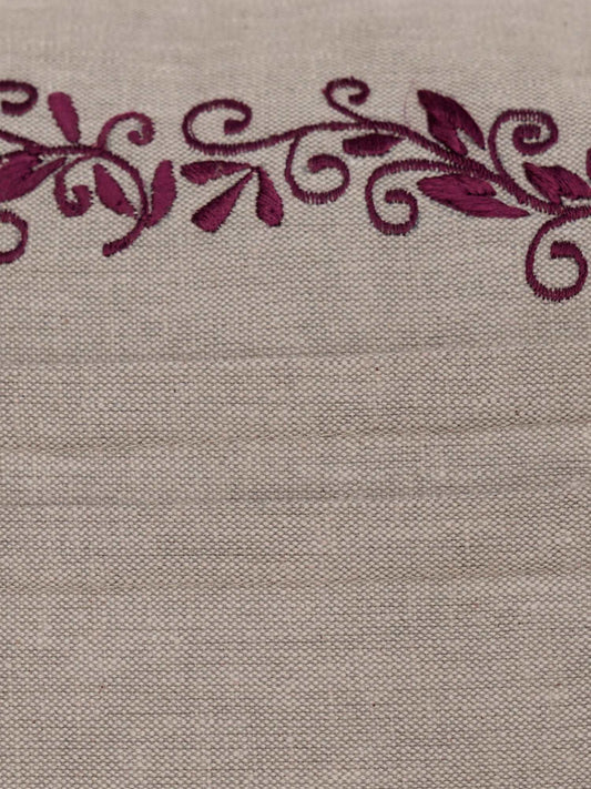 Cushion Cover Cotton Blend  Side Pleatingwith Embroidery Grey - 16" X 16"