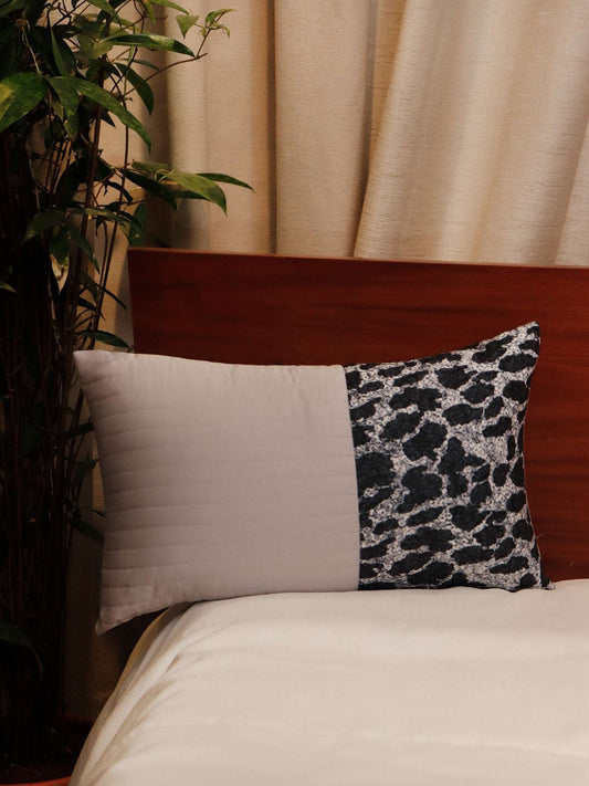 Cushion Cover Poly Canvas Quilted with Animal Print Grey - 12X20