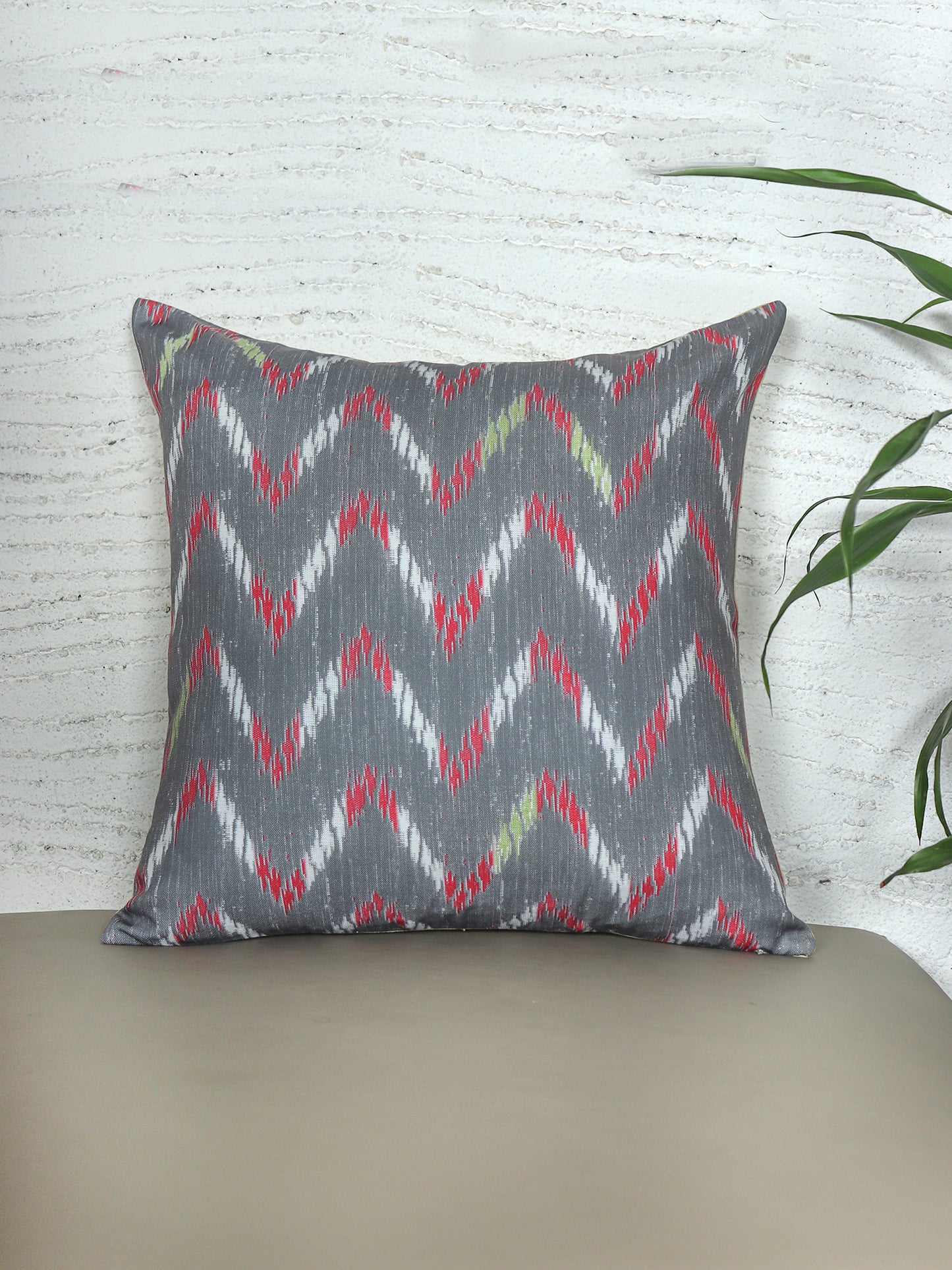 ZEBA World Reversible Eurosham Square Cushion Cover for Sofa, Bed (Hidden Zipper) | Chevron Print and Pintuk at Back - Polycanvas | Grey - 20x20in(50x50cm) (Pack of 1)