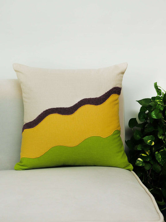 Cushion Cover Cotton Blend Digital print With Embroidered Multi - 18"X18"