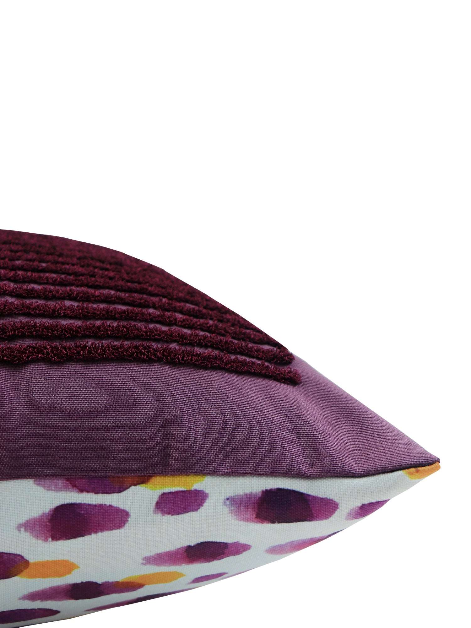 Cushion Cover Cotton Blend Digital print With Embroidered Purple - 16"X16"