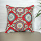 ZEBA World Eurosham Square Cushion Cover for Sofa, Bed | Embroidery Highlights on Motif Print - Polycanvas | Red - 20x20in(50x50cm) (Pack of 1)