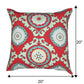 ZEBA World Eurosham Square Cushion Cover for Sofa, Bed | Embroidery Highlights on Motif Print - Polycanvas | Red - 20x20in(50x50cm) (Pack of 1)