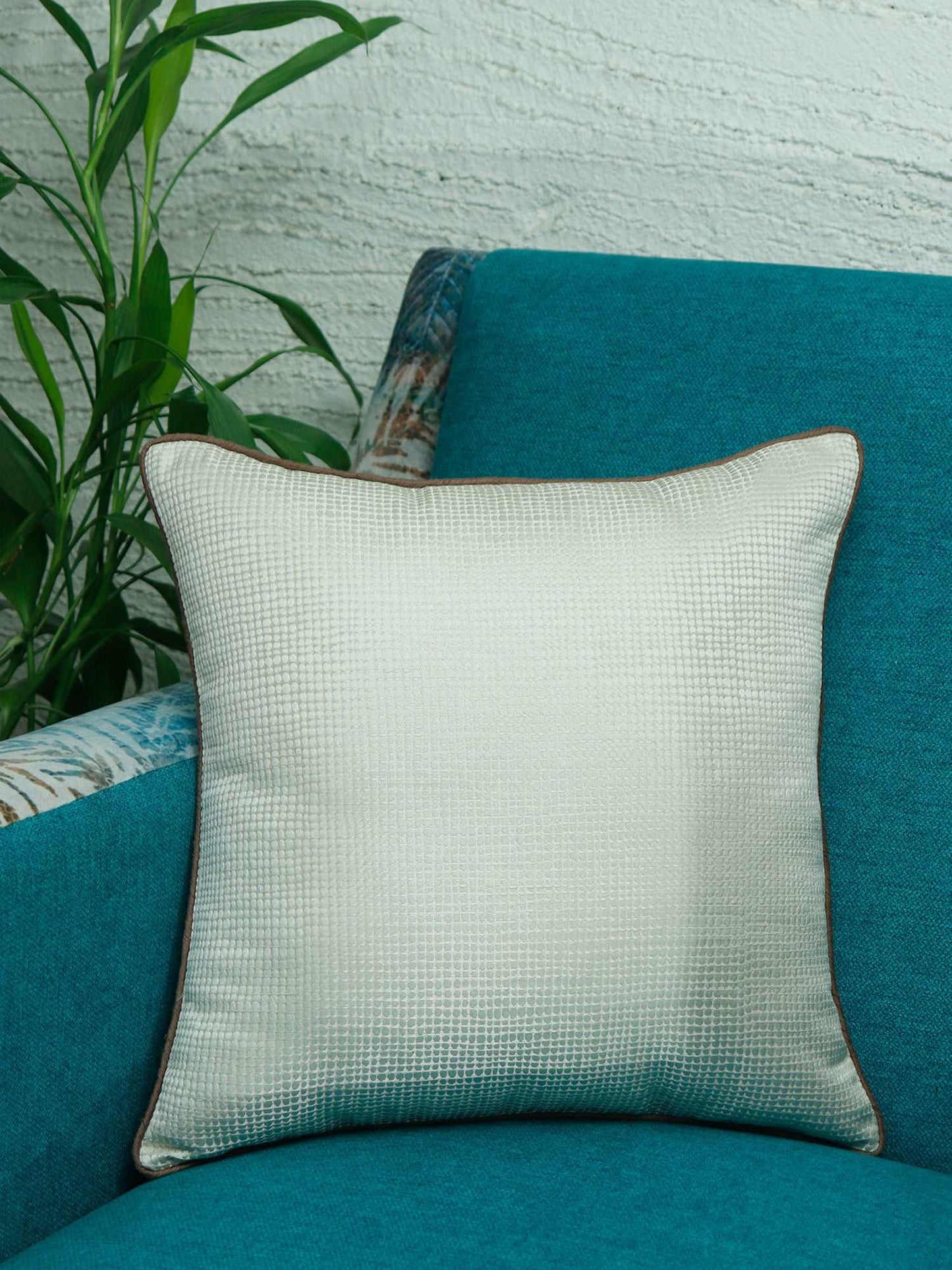 Cushion Cover Cotton Blend Solid cord Piping Off White - 16" X 16"