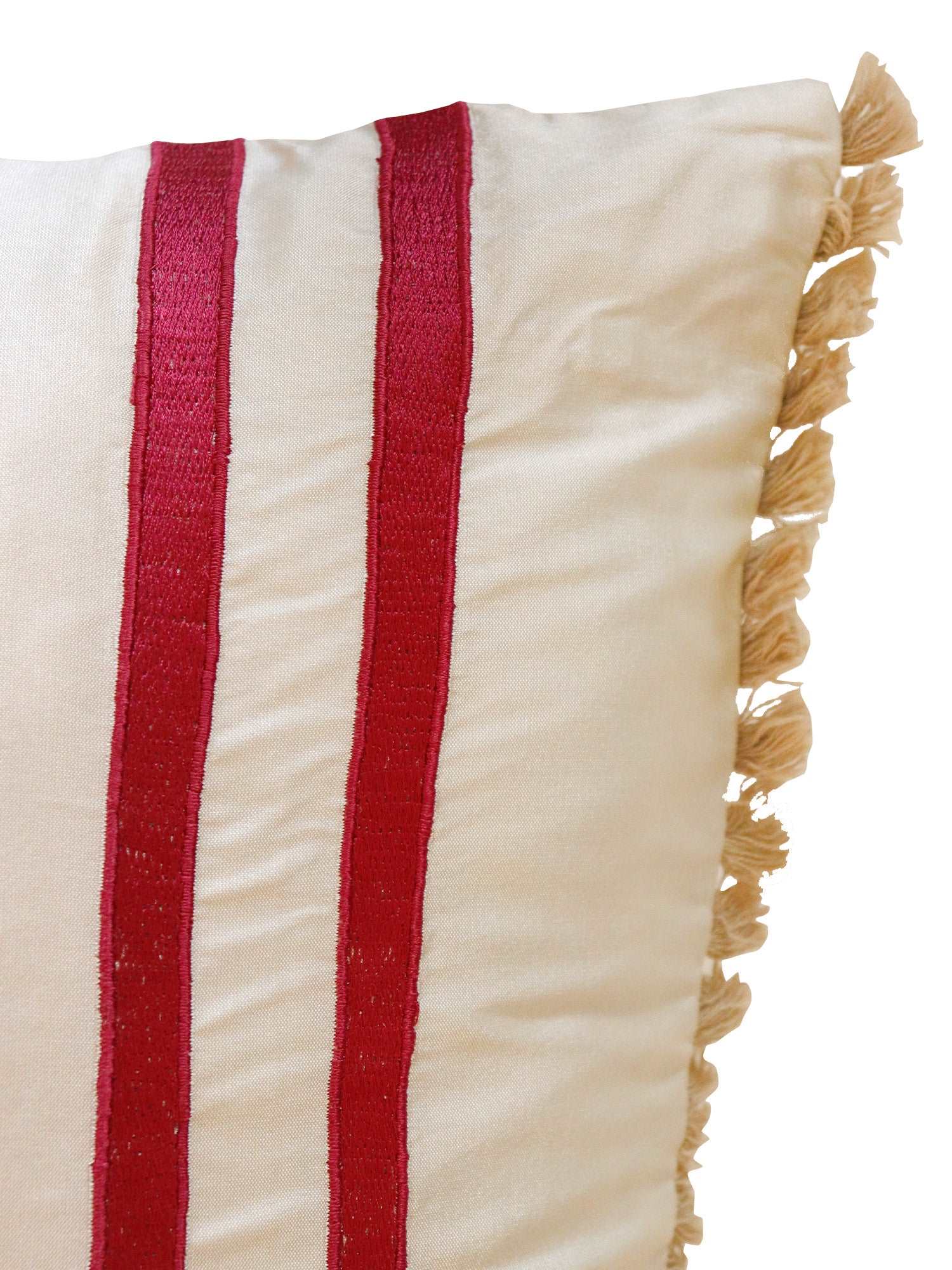 Cushion Cover Polyester Blend Tassles with Embroidery Offwhite - 16" x 16"