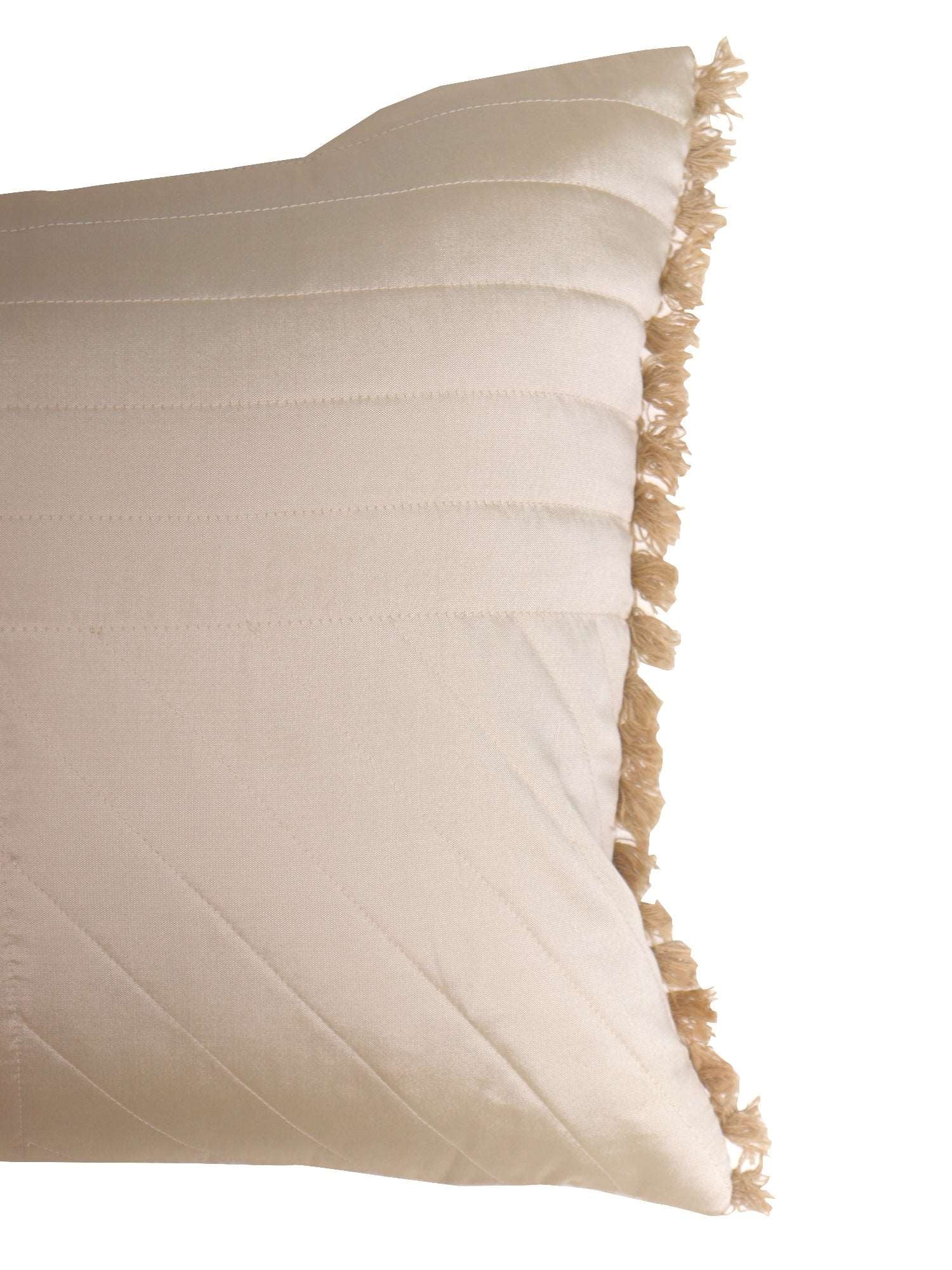 Cushion Cover Polyester Blend Quilted with Tassels Off White - 12"x 22"