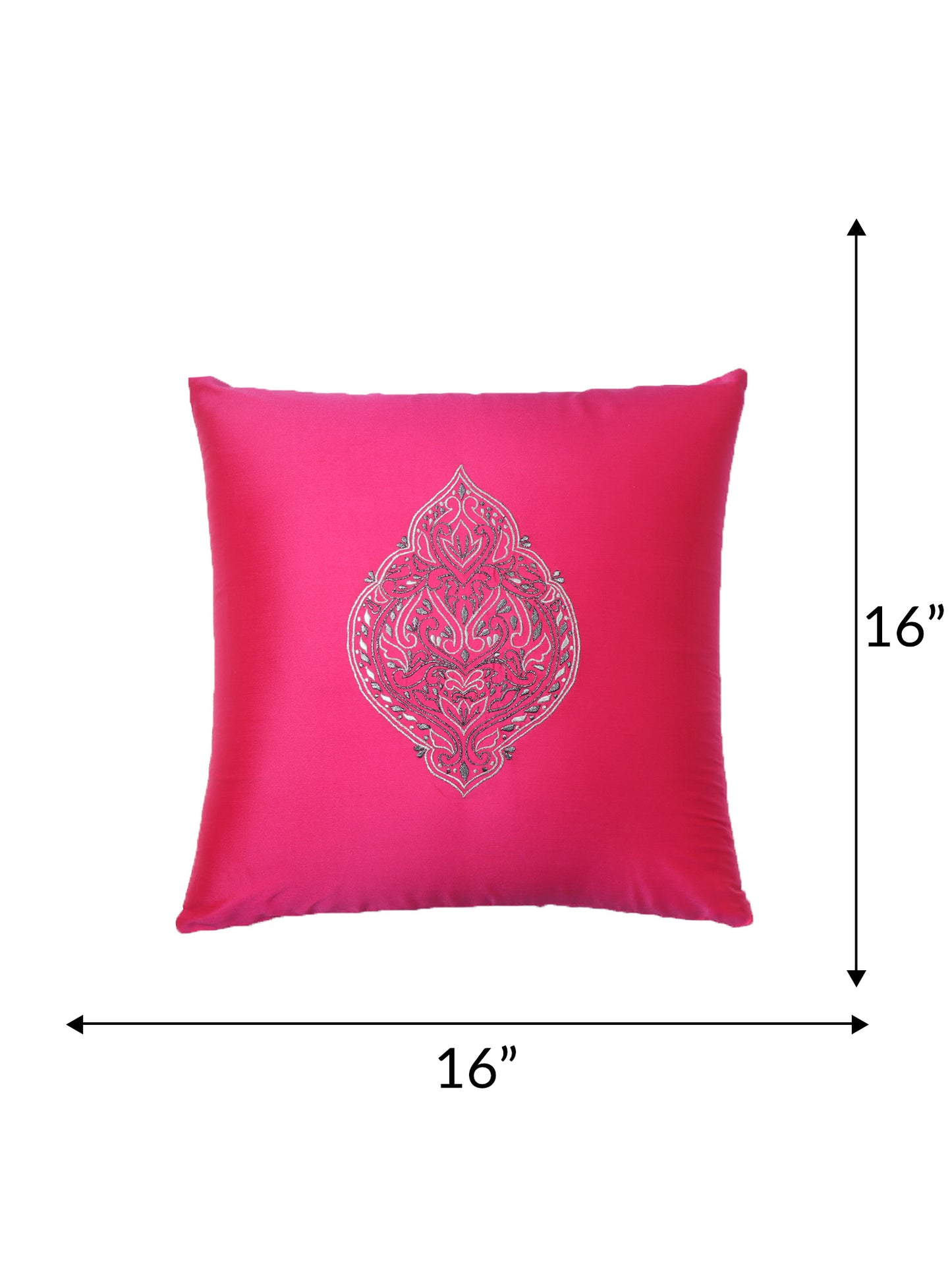 Cushion Cover for Sofa, Bed | Polyester Paisley Motif Embroidery | Multi Color - 16x16in(40x40cm) (Pack of 2)