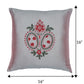 ZEBA World Square Cushion Cover for Sofa, Bed | Floral Motif Embroidery - Polyester | Grey - 16x16in(40x40cm) (Pack of 1)