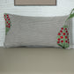 ZEBA World Rectangular Cushion Cover for Sofa - Lumbar Cushion | Stripes with Floral Hand Embroidery - Linen | Grey - 12x22in(30x55cm) (Pack of 1)