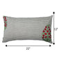 ZEBA World Rectangular Cushion Cover for Sofa - Lumbar Cushion | Stripes with Floral Hand Embroidery - Linen | Grey - 12x22in(30x55cm) (Pack of 1)