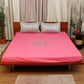 Pink colored embroidered bed cover with 2 matching pillow covers made from cotton blend for queen size double bed 90x108 inch