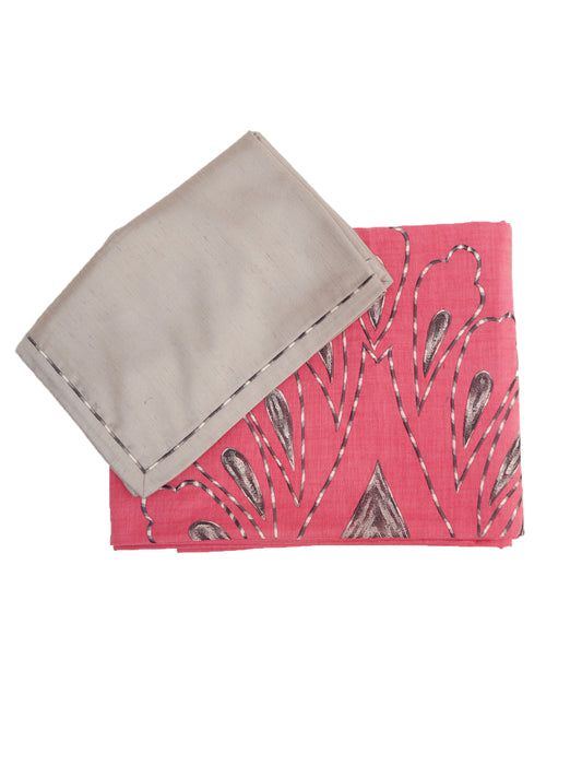 Bedcover with Pillow Shams Cotton Blend Embroidered Pink - 90"X108"+17"X27"