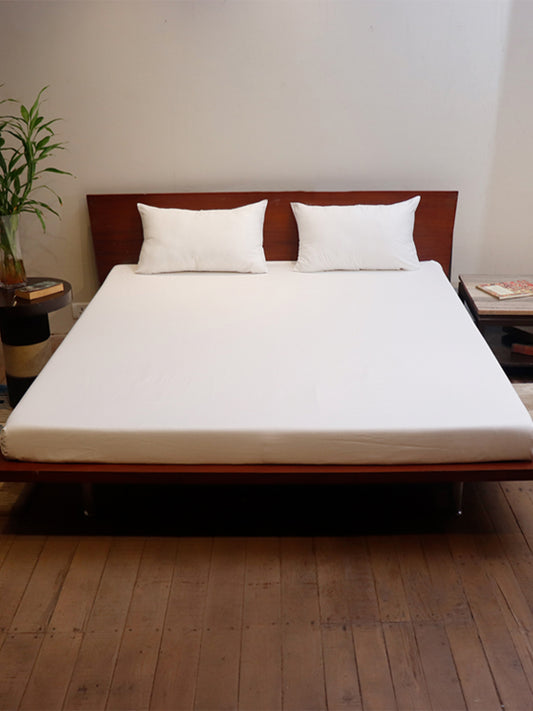 Bed Sheet with 2 Pillow Covers Cotton Plain White (108" X 108" ; Pillow - 17" X 27")