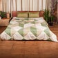 Quilt with 2 Pillow Shams Polyester Blend Digital Print Off-White, Green and Beige - (90" X 108" ; Pillow - 17" X 27")