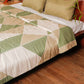 Quilt with 2 Pillow Shams Polyester Blend Digital Print Off-White, Green and Beige - (90" X 108" ; Pillow - 17" X 27")