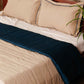 Quilt with 2 Pillow Shams Cotton and Polyester Patchwork Off-White, Blue and Beige - (90" X 108" ; Pillow - 17" X 27")