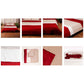 Quilt with 2 Pillow Shams Cotton and Polyester Patchwork Off-White, Red and Beige - (90" X 108" ; Pillow - 17" X 27")