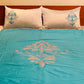 Quilt with 2 Pillow Shams Polyester and Cotton Embroidered Turquoise Blue - (90" X 108" ; Pillow - 17" X 27")