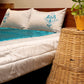 Quilt with 2 Pillow Shams Polyester and Cotton Embroidered Turquoise Blue - (90" X 108" ; Pillow - 17" X 27")