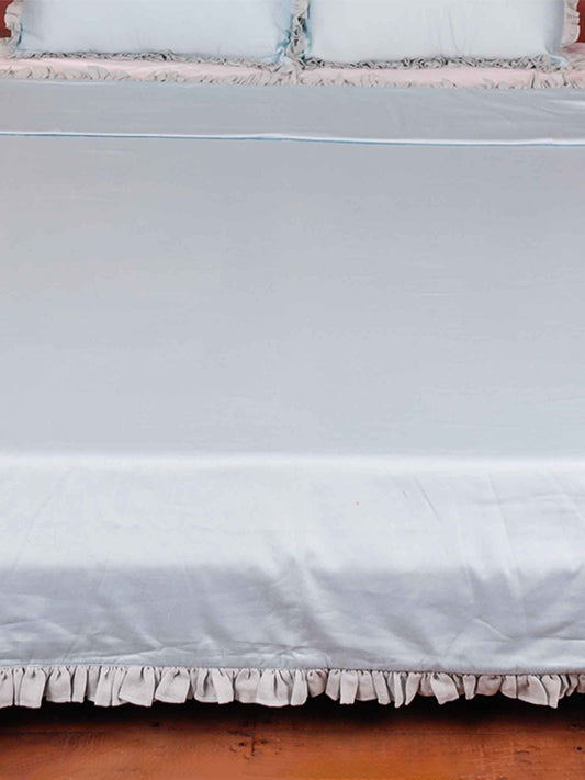 Quilt with 2 Pillow Shams Cotton Light Blue-Grey (90" X 108" ; Pillow - 17" X 27")
