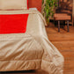 Quilt with 2 Pillow Shams Blended Polyester and Cotton Embroidered Patchwork Red and Cream - (90" X 108" ; Pillow - 17" X 27")