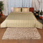 Sage Green colored Striped bed quilt /comforter with 2 matching pillow covers made from polyester front and cotton backed quilt for king size double bed 