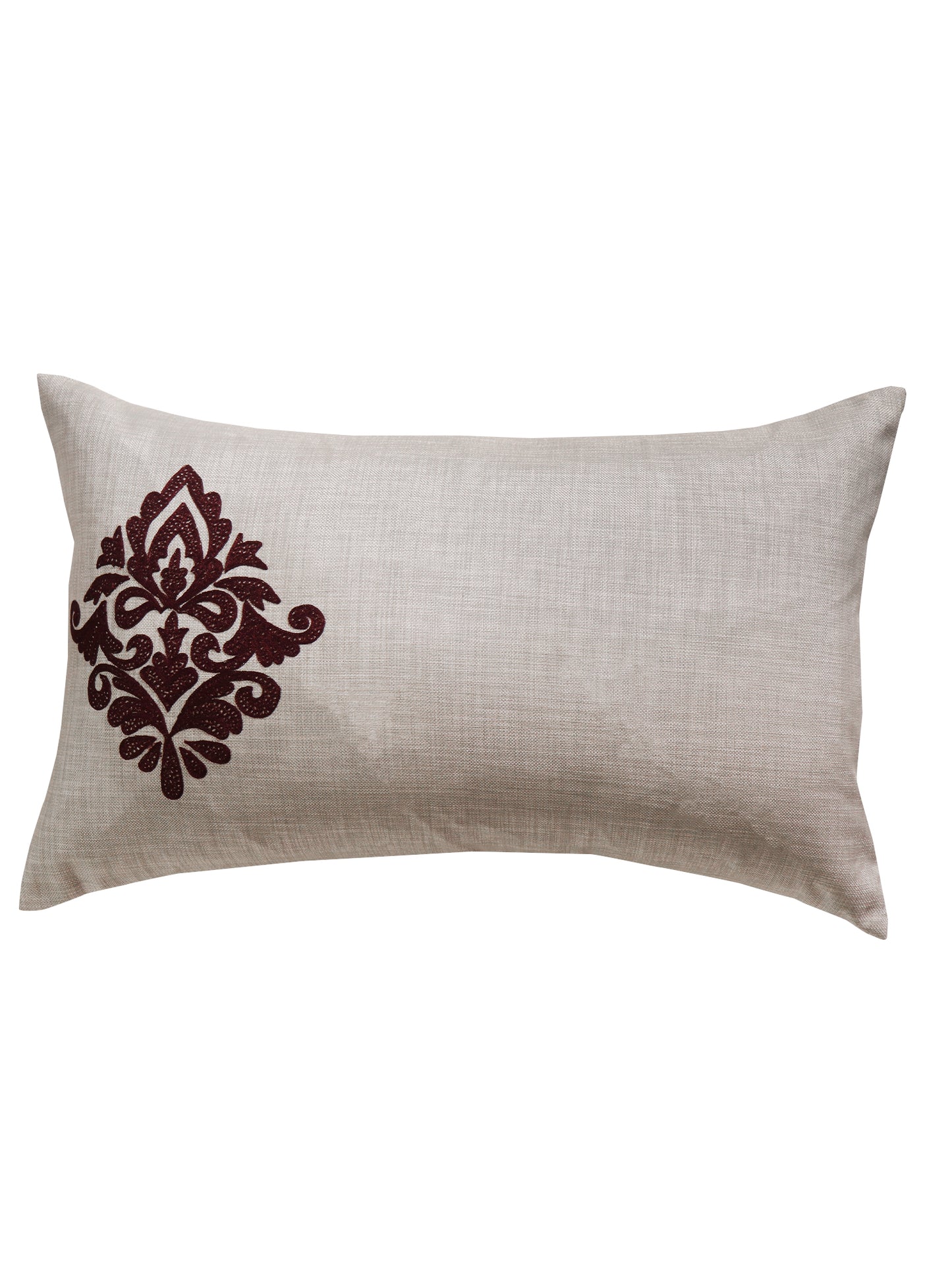 Quilt Patchwork With Embroidery Cotton 400TC Maroon - 90" X 108", 17" X 27"