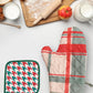 Pot Holder Checks and Floral Padded Oven Mitten - Heat Resistant - Cotton Blend Red Green - 7in x 7in, 5.5in x 10.5in