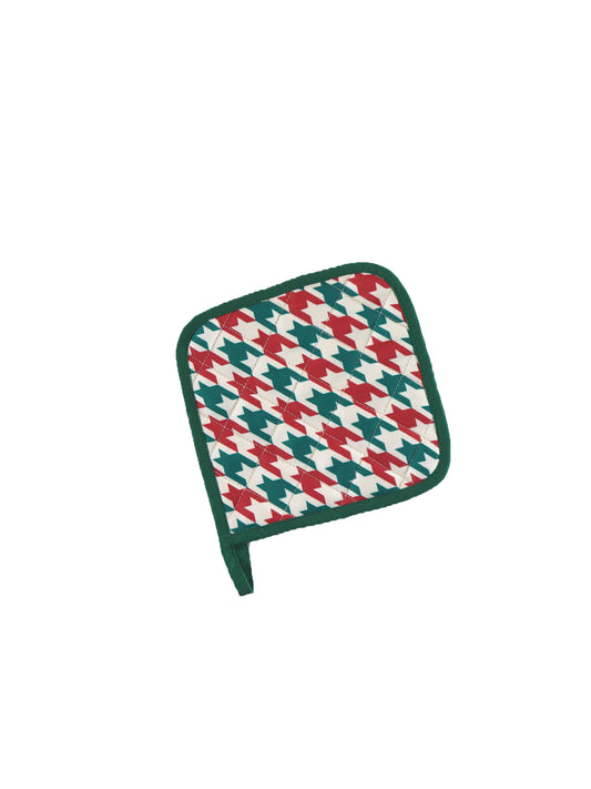 Pot Holder Checks Padded - Heat Resistant - Cotton Blend Red Green - 7in x 7in