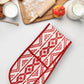 Oven Mitten Padded  - Heat Resistant - Cotton Blend Aztec Multi - 5.5in x 26.5in