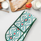 Oven Mitten Padded  - Heat Resistant - Cotton Blend Aztec Multi - 5.5in x 26.5in