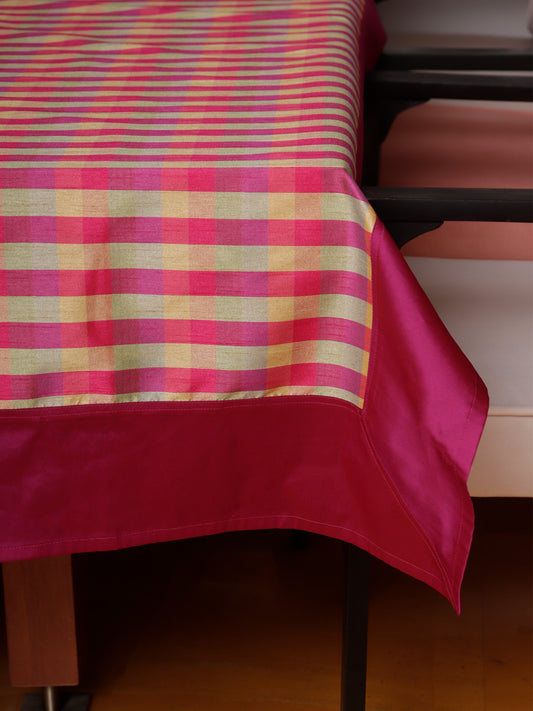 Table Cover Polyester Blend Checkered with Border Multi - 52" x 84"