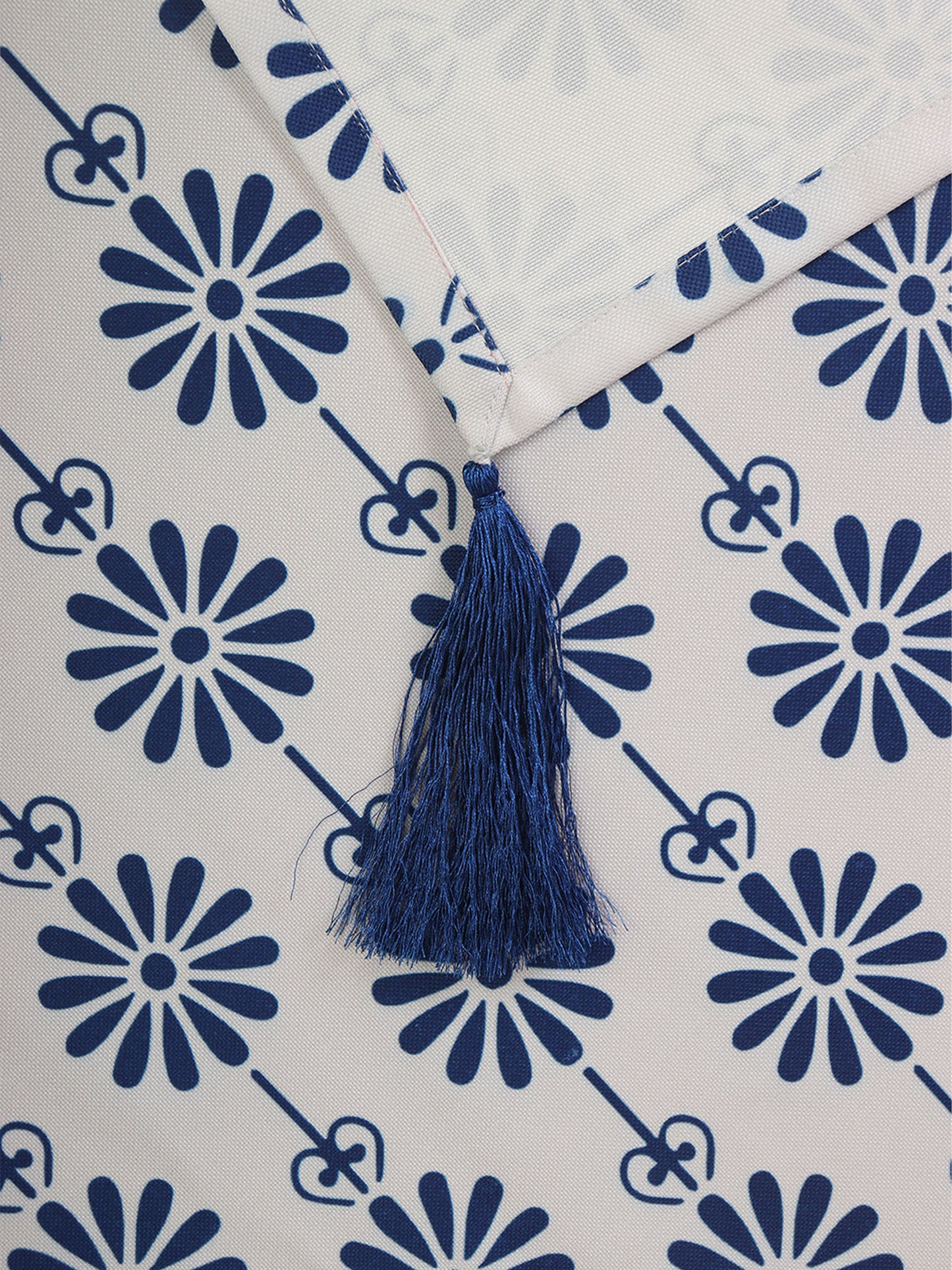 Table Cover Floral Cotton Blend Blue - 52 in x 84 in