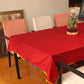 Table Cover Polyester Blend Solid Red with Pompoms - 52" x 84"