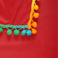 Table Cover Polyester Blend Solid Red with Pompoms - 52" x 84"