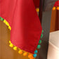 Table Cover Polyester Blend Solid Red with Pompoms - 52" x 84"
