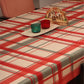 Table Cover  Cotton Blend Plaid Checks Red White - 52 in x 84 in
