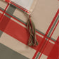red adn white plaid checks 6 seater table cover - 52x84inch