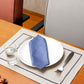Table Mats and Napkins  100% Cotton Self Textured Blue and Beige - 13" x 19" ; 16" x 16" - Set of 6
