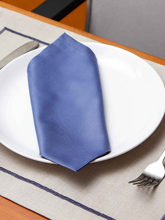Table Mats and Napkins  100% Cotton Self Textured Blue and Beige - 13" x 19" ; 16" x 16" - Set of 6
