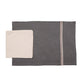 Table Mats and Napkins  Cotton Embroidered Dark Grey and Off-White - 13" x 19" ; 16" x 16" - Set of 6