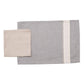 Table Mats and Napkins  Cotton Striped Grey and Beige - 13" x 19" ; 16" x 16" - Set of 6