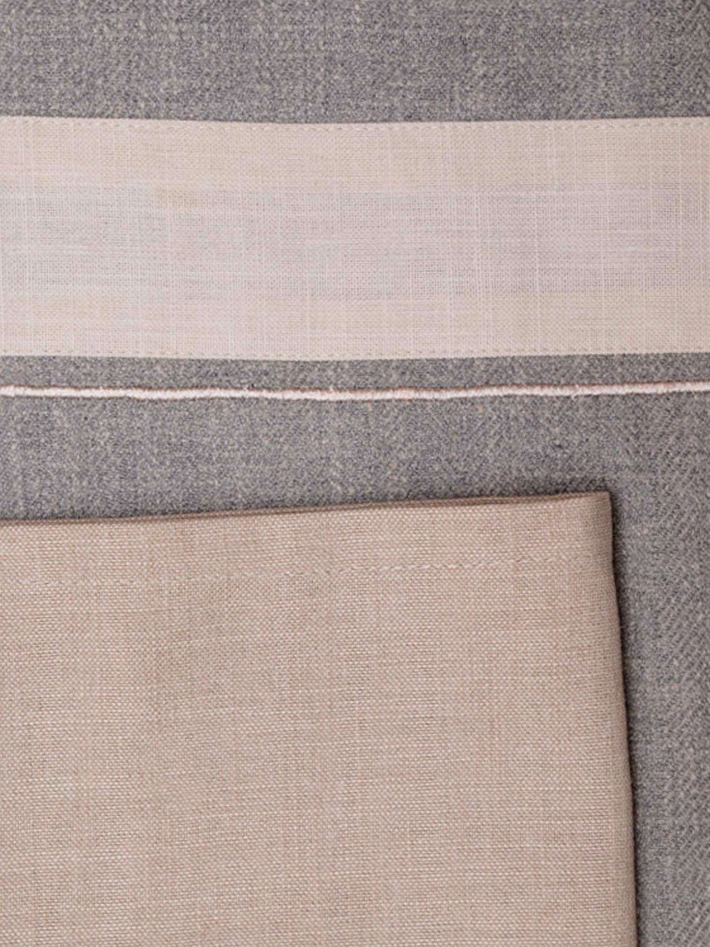 Table Mats and Napkins  Cotton Striped Grey and Beige - 13" x 19" ; 16" x 16" - Set of 6