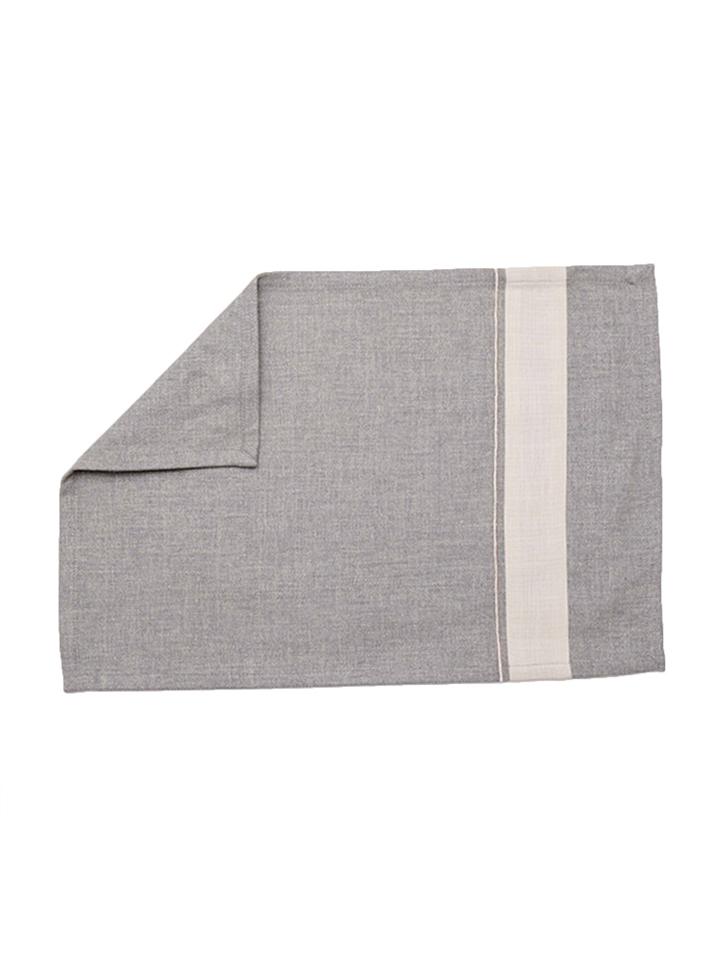 Table Mats and Napkins  Cotton Striped Grey and Beige - 13" x 19" ; 16" x 16" - Set of 6