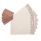 Table Mats and Napkins  Cotton Blend and 100% Cotton Embroidered Off-White and Coral - 13" x 19" ; 16" x 16" - Set of 6