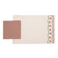 cotton embroidered placemats with napkin set in offwhite and coral color - 13x19 inch