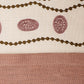 closeup of cotton embroidered placemats with napkin set in offwhite and coral color - 13x19 inch